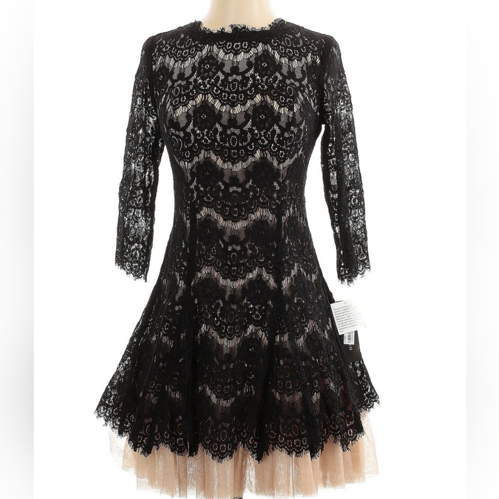 Betsy and Adam Black Lace Cocktail Dress